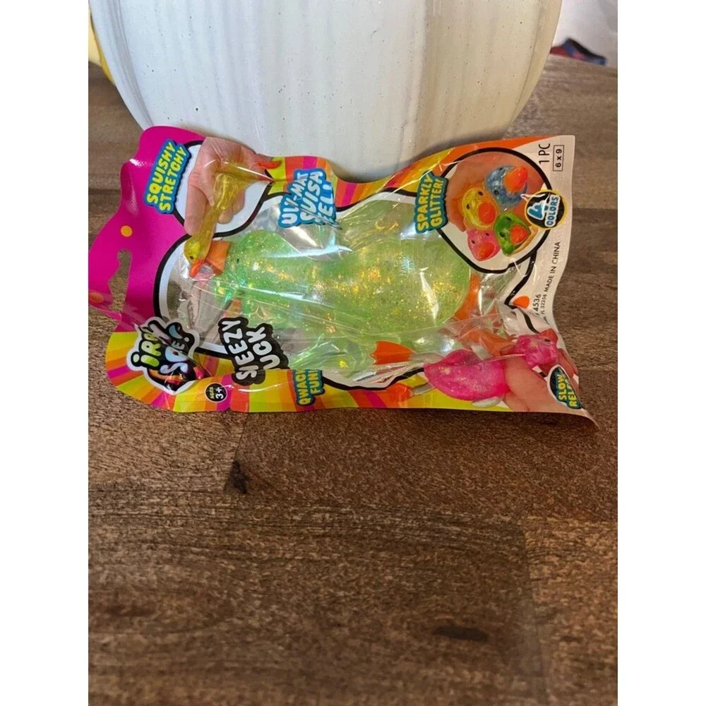 Ja-Ru Sqweezy Duck Kids Toy - GreenSparkly Squish